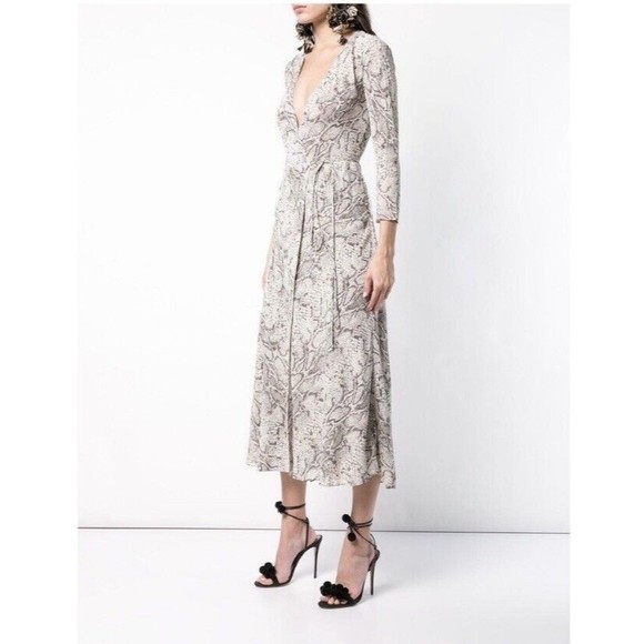 Reformation NEW Jaz Wrap Midi Dress In Python Size XS - Picture 5 of 16